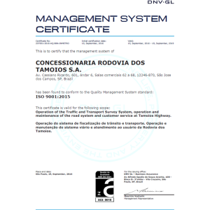 Concessionária Tamoios conquista a certificação ISO 9001