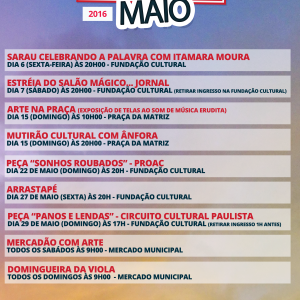 Confira a programação da agenda cultural de Paraibuna