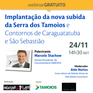 Presidente da Concessionária Tamoios participa de webinar da Editora Oficina de Textos